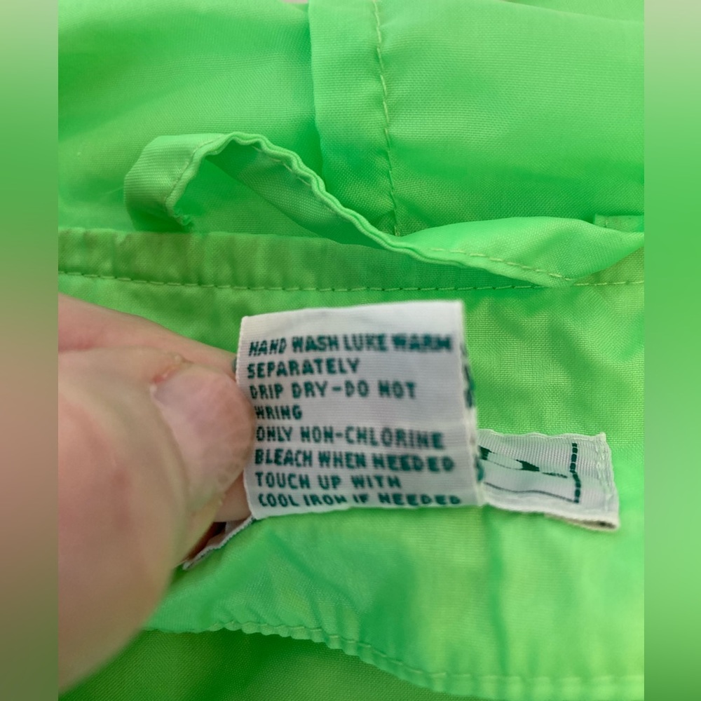 IZOD Vintage 90s Windbreaker Semi-Sheer Neon Green L - Picture 4 of 7